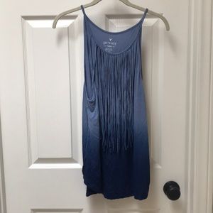 Ombré fringe tank blue southwest festival tank.